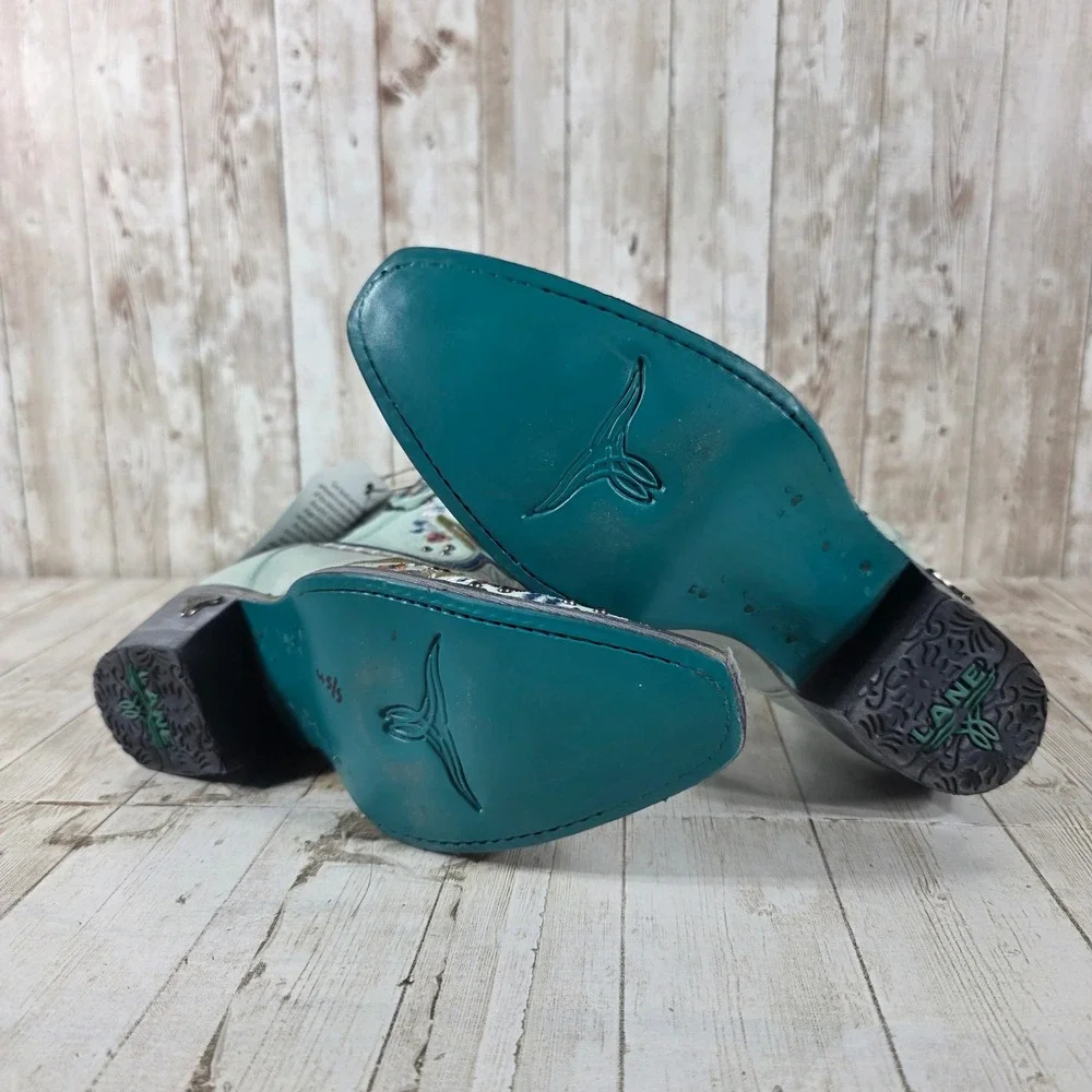 Lane Boots Robin Turquoise Floral Embroidered Studded Western Boots LB0456 5.5 - Picture 7 of 8